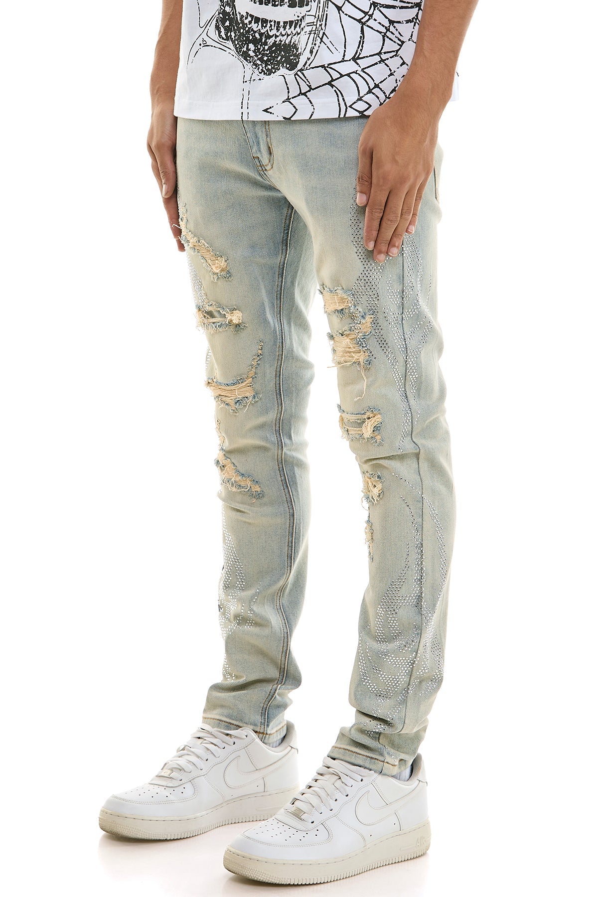 TRIBAL RHINESTONE SKINNY JEANS