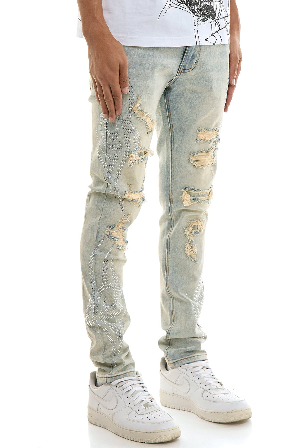TRIBAL RHINESTONE SKINNY JEANS