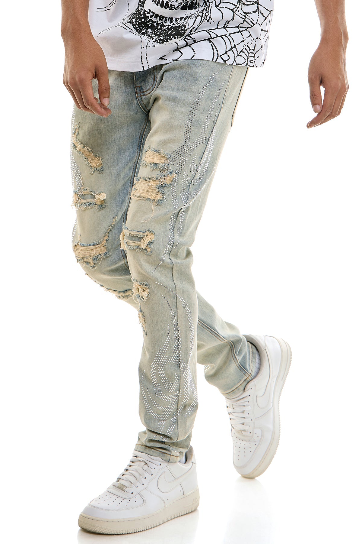 TRIBAL RHINESTONE SKINNY JEANS