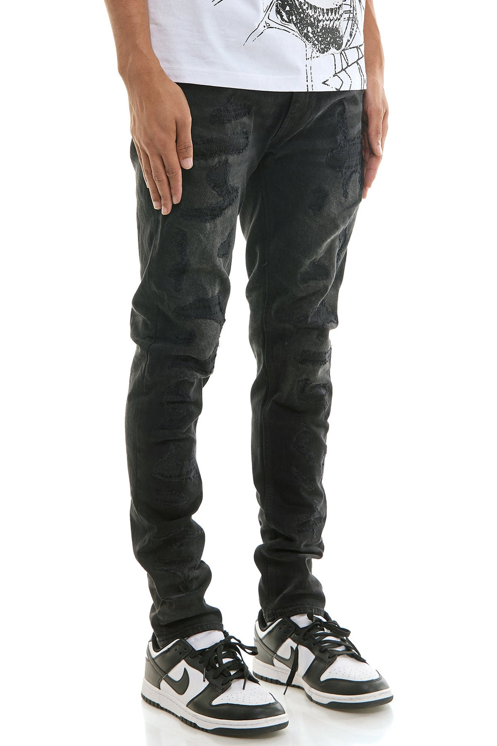 SHADOW RIPPED SKINNY JEANS