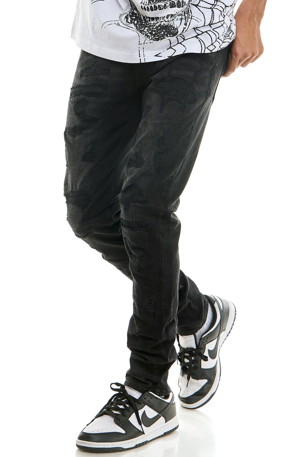 SHADOW RIPPED SKINNY JEANS