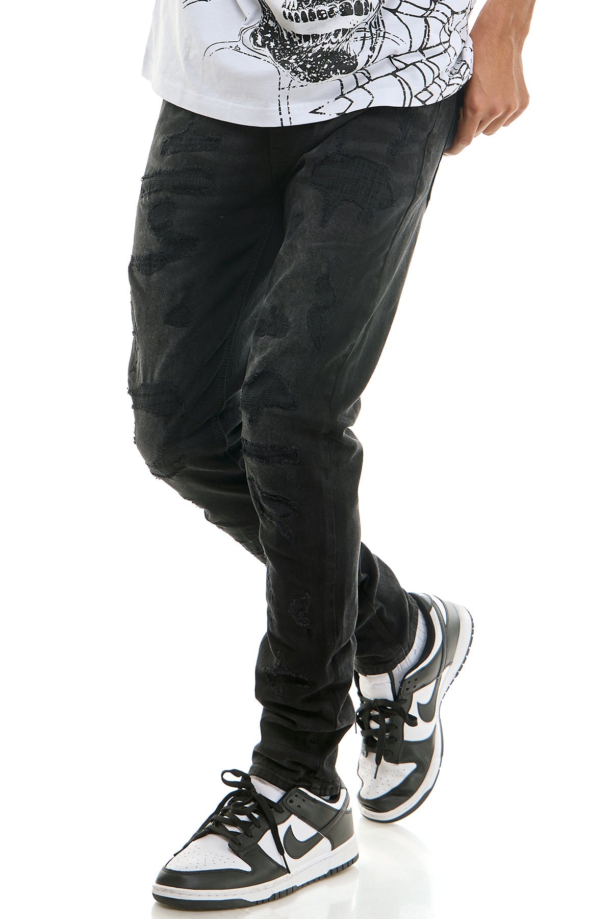 SHADOW RIPPED SKINNY JEANS