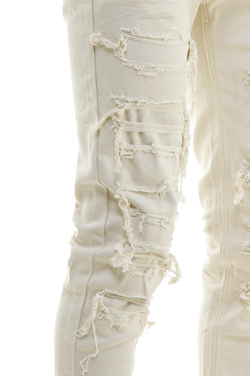 PATCHED AND DISTRESSED SKINNY PANTS