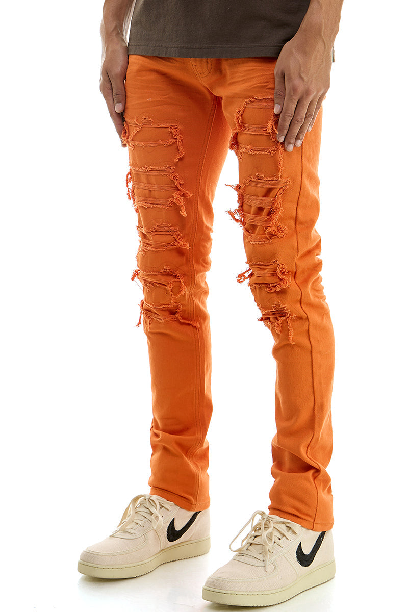 PATCHED AND DISTRESSED SKINNY PANTS