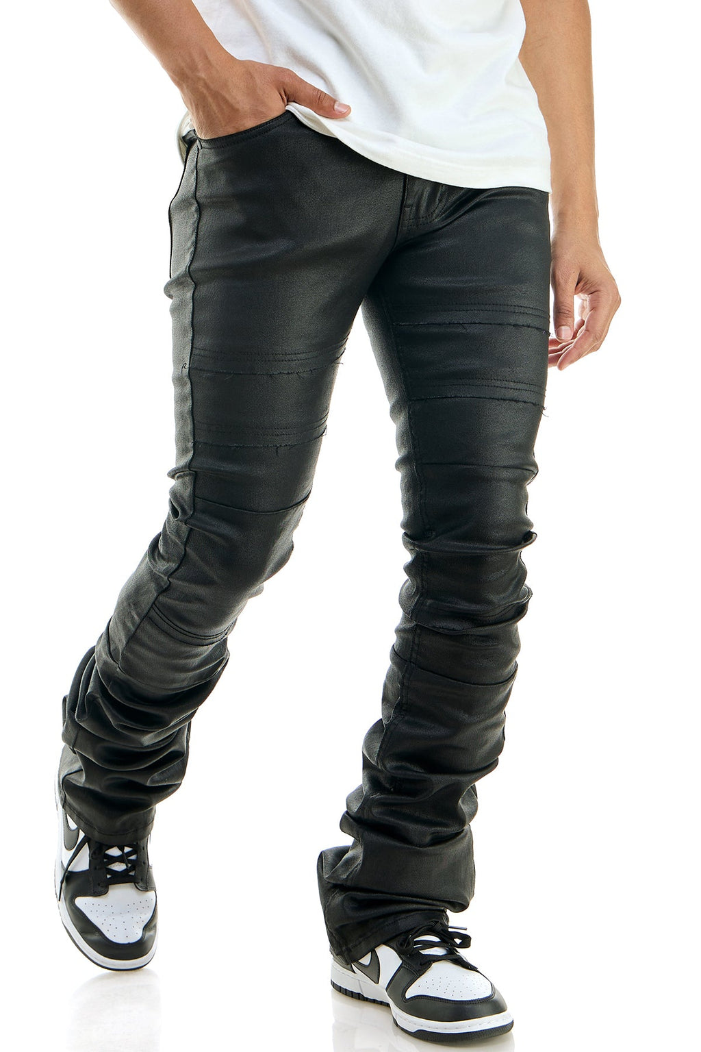SUPER STACKED WAXED PANTS