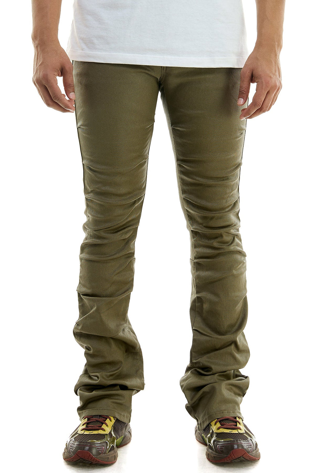 WAX+PLEAT FLARE PANTS