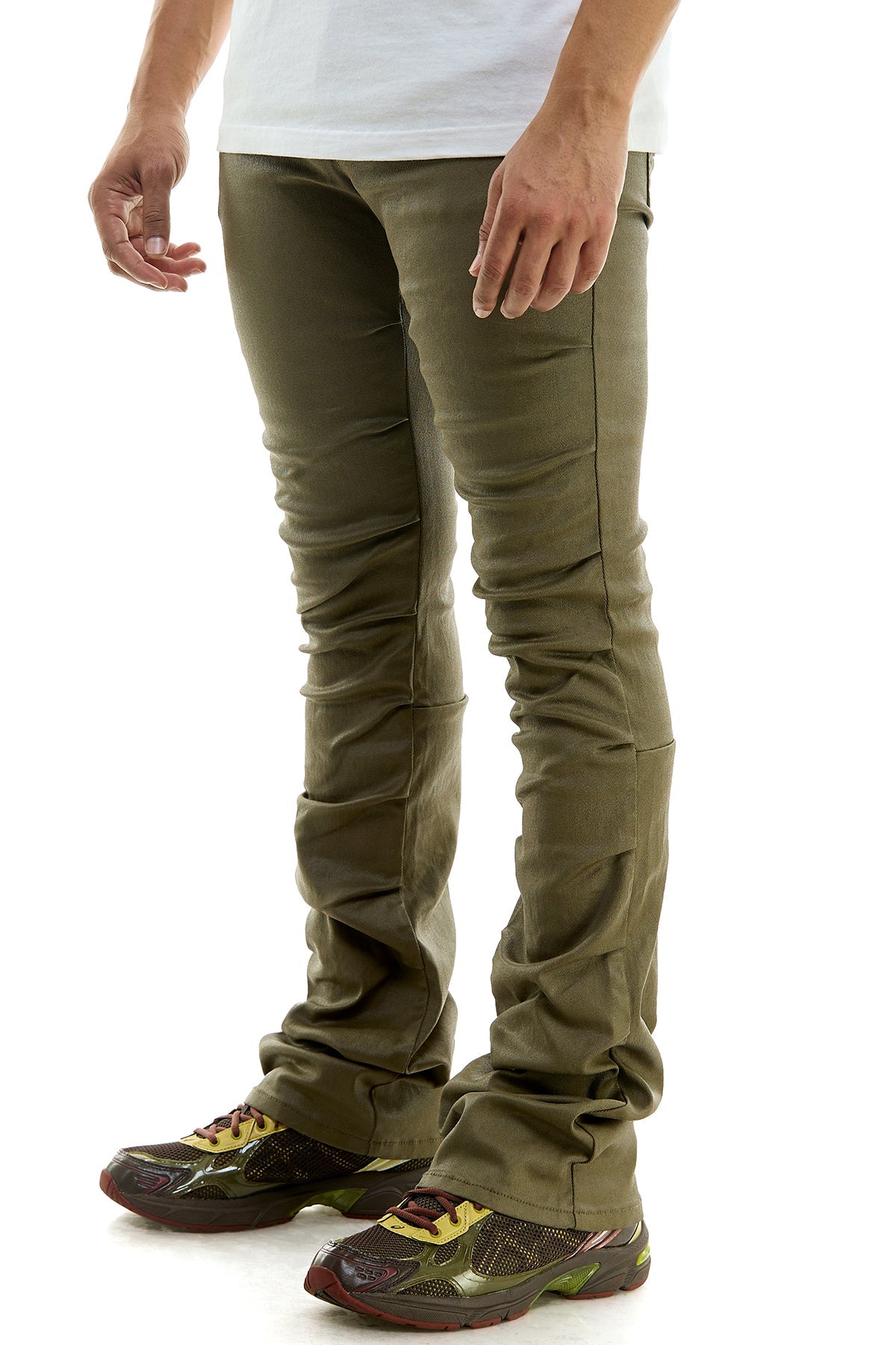 WAX+PLEAT FLARE PANTS