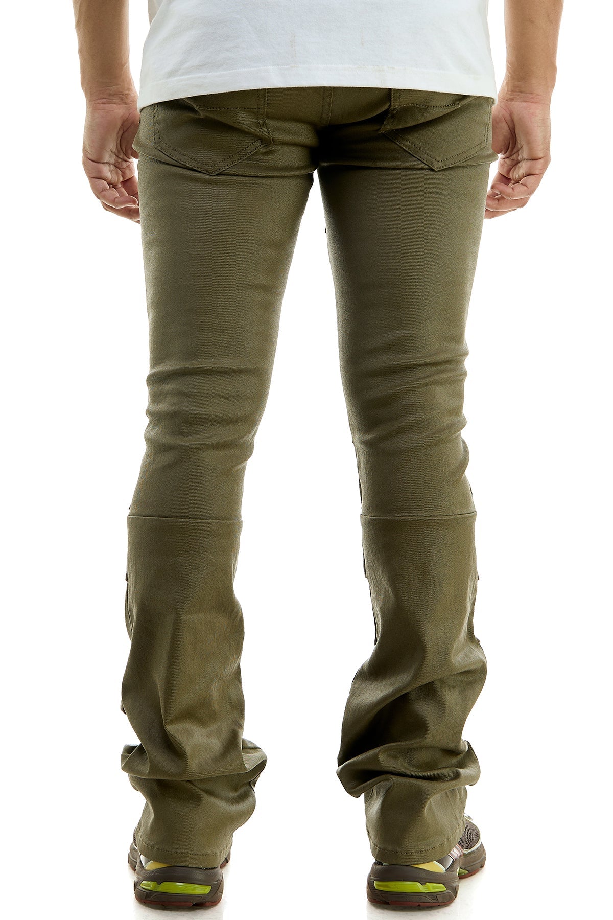 WAX+PLEAT FLARE PANTS