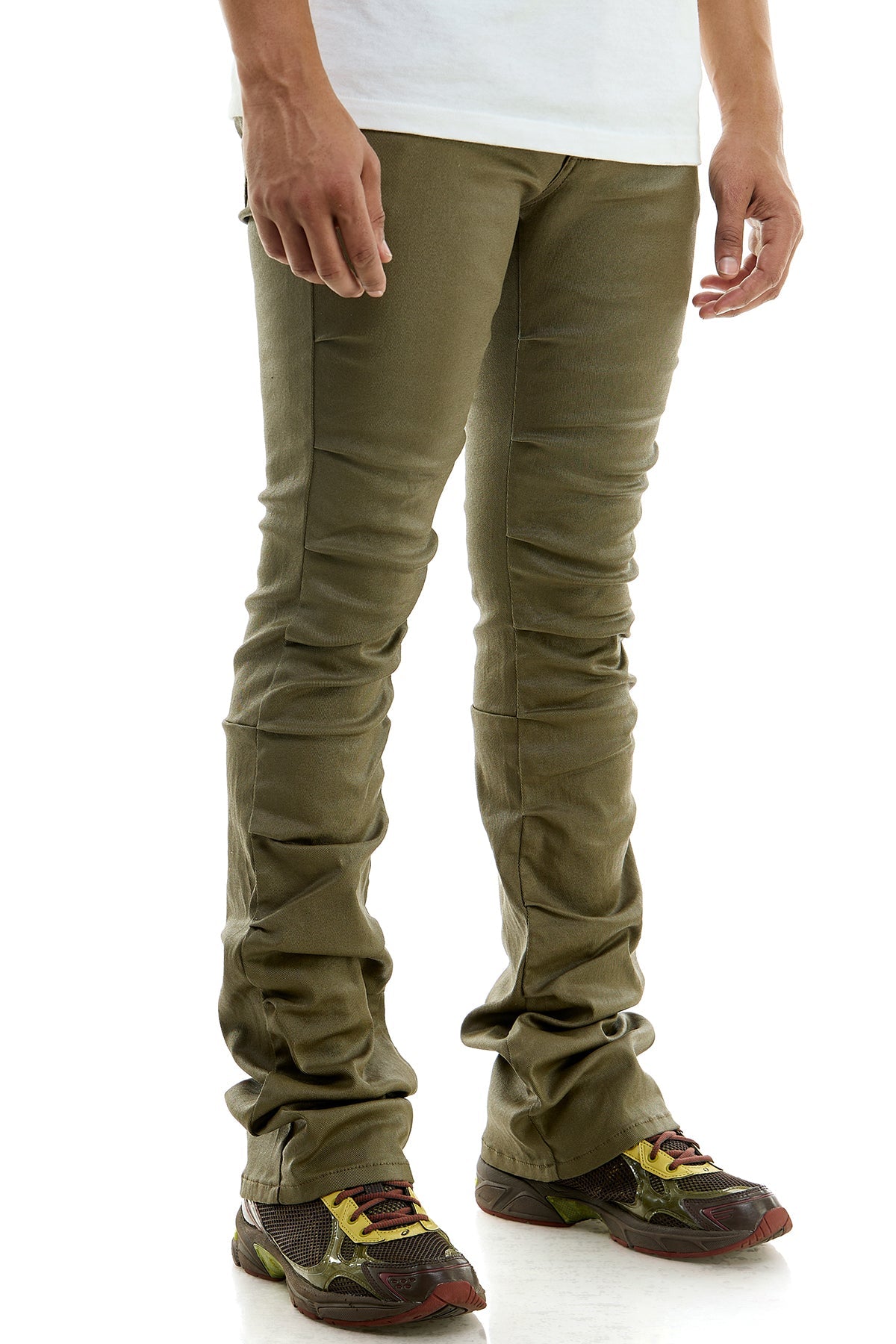 WAX+PLEAT FLARE PANTS