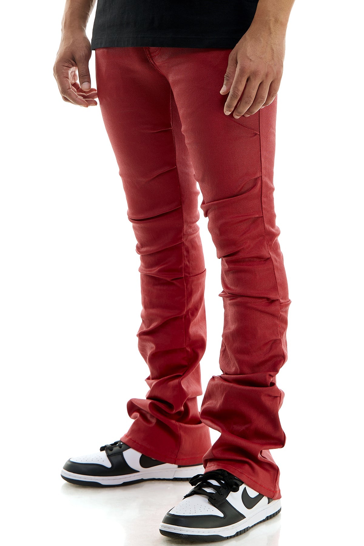 WAX+PLEAT FLARE PANTS