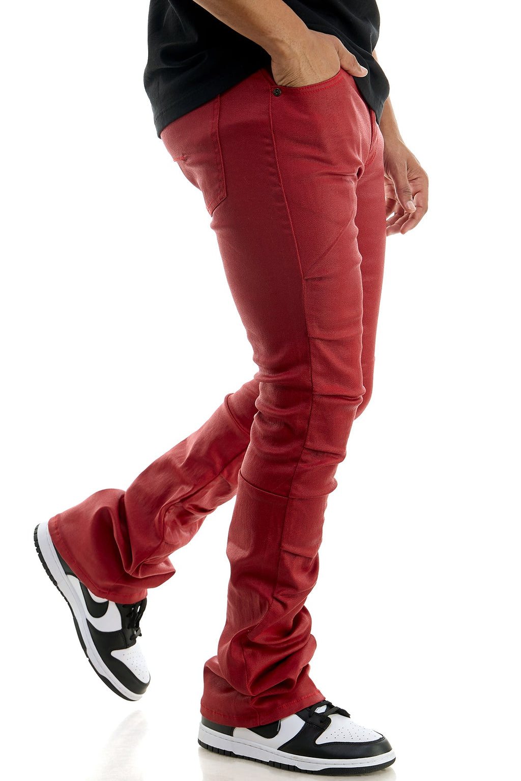 WAX+PLEAT FLARE PANTS