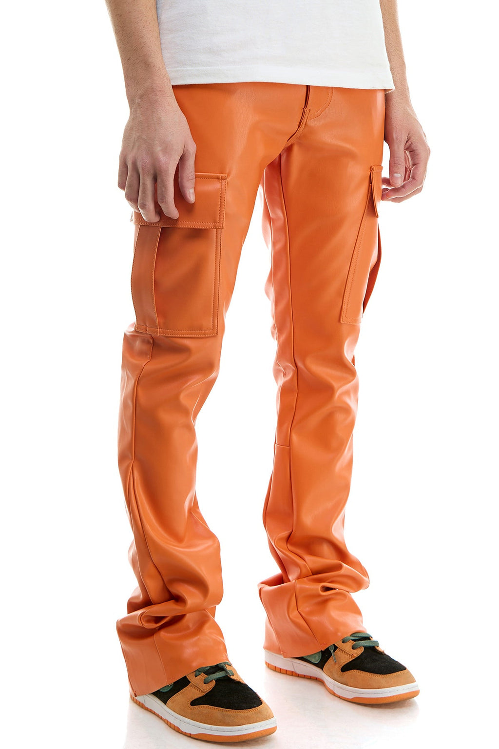 LEATHER FLARE PANTS