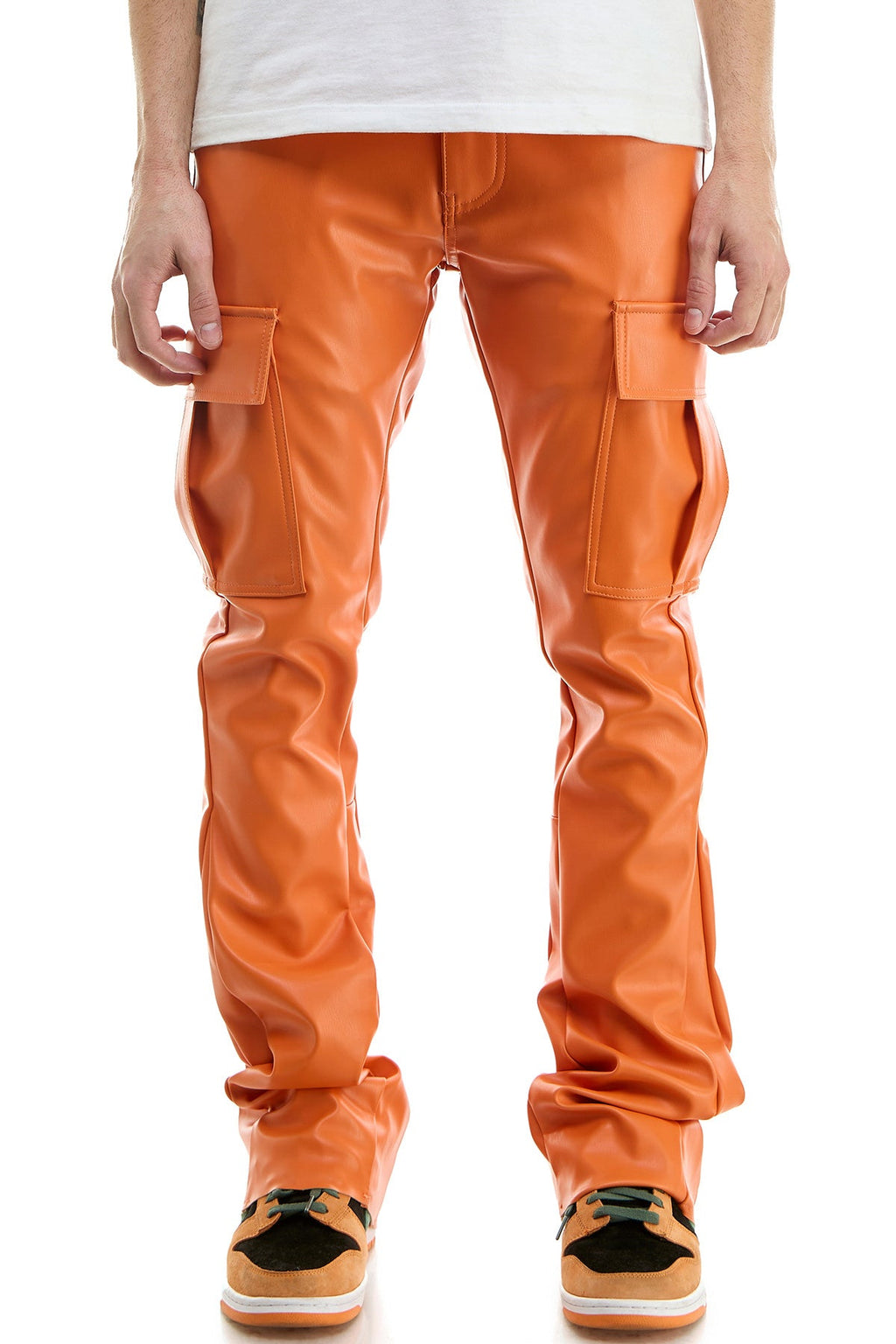 LEATHER FLARE PANTS