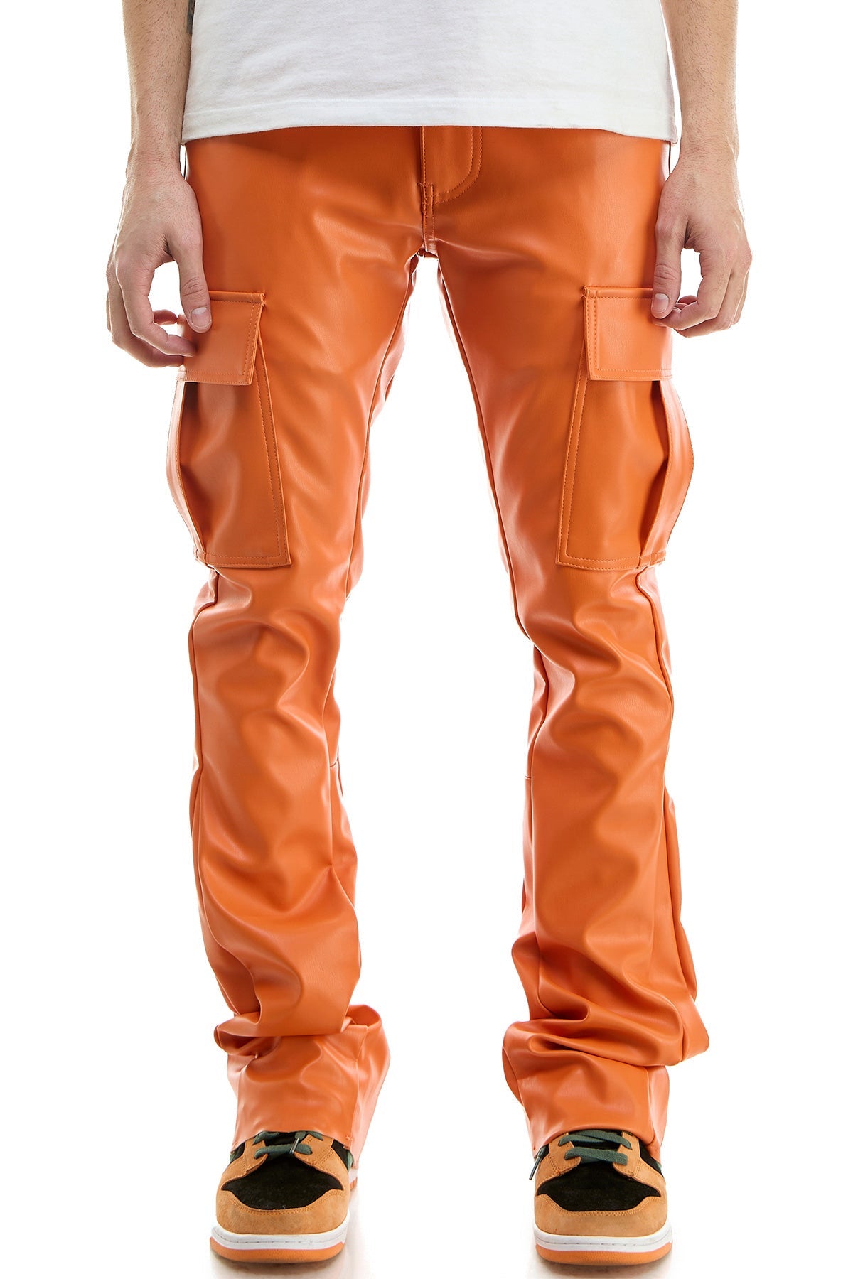 LEATHER FLARE PANTS