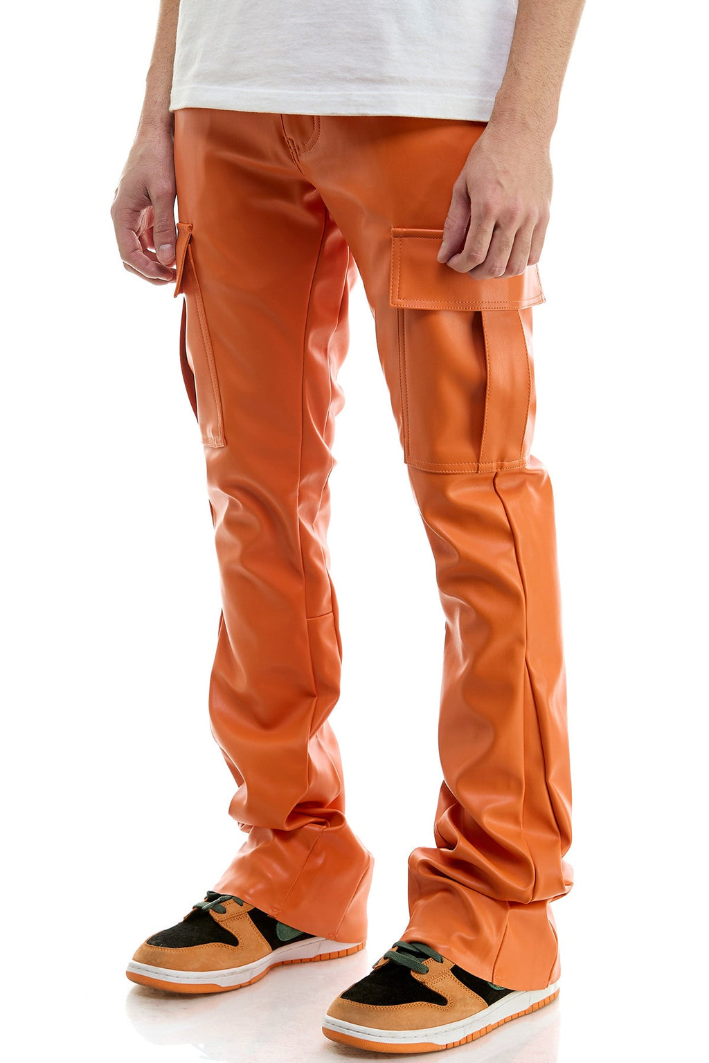 LEATHER FLARE PANTS