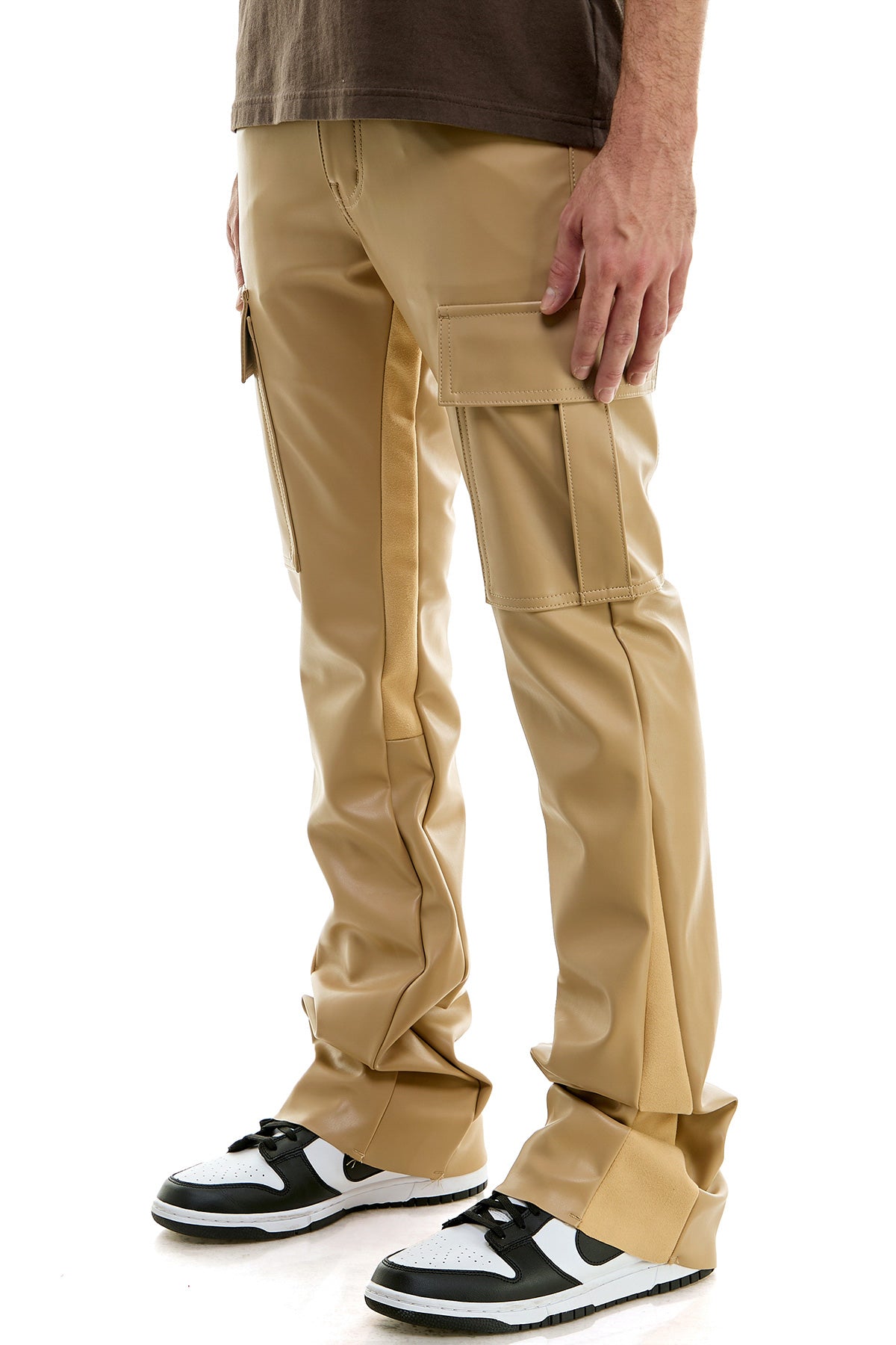 LEATHER FLARE PANTS