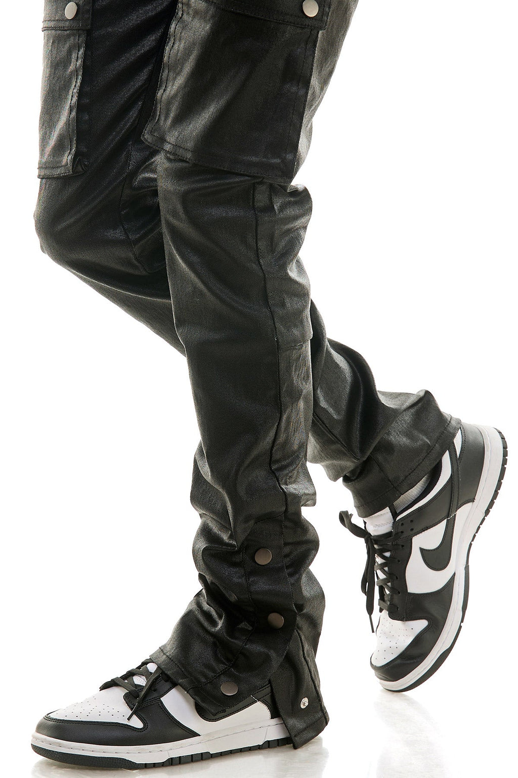 STACKED WAXED SNAP PANTS