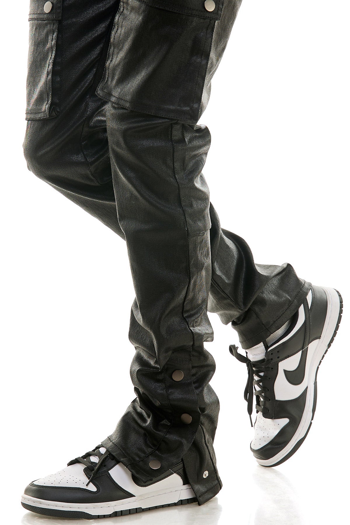 STACKED WAXED SNAP PANTS