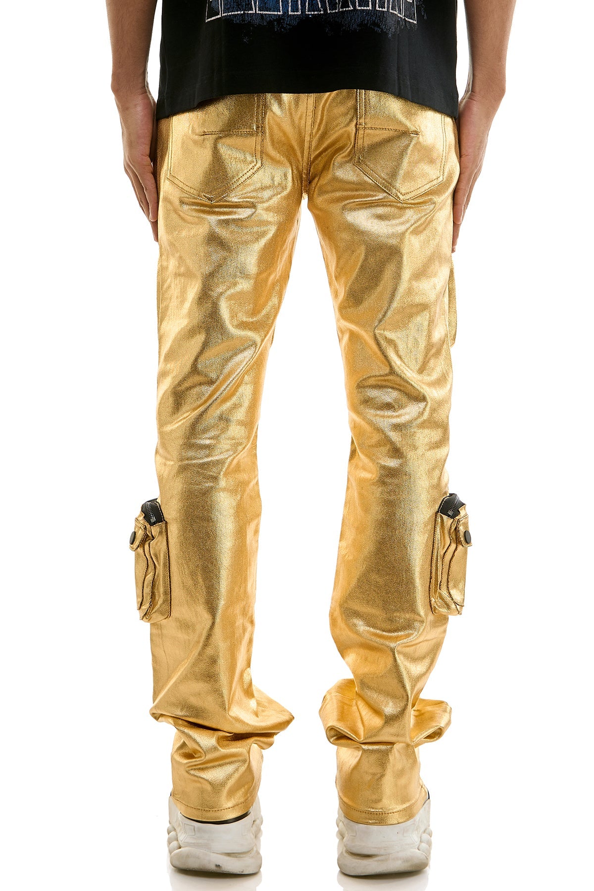 GOLD CARGO SKINNY FLARE JEANS