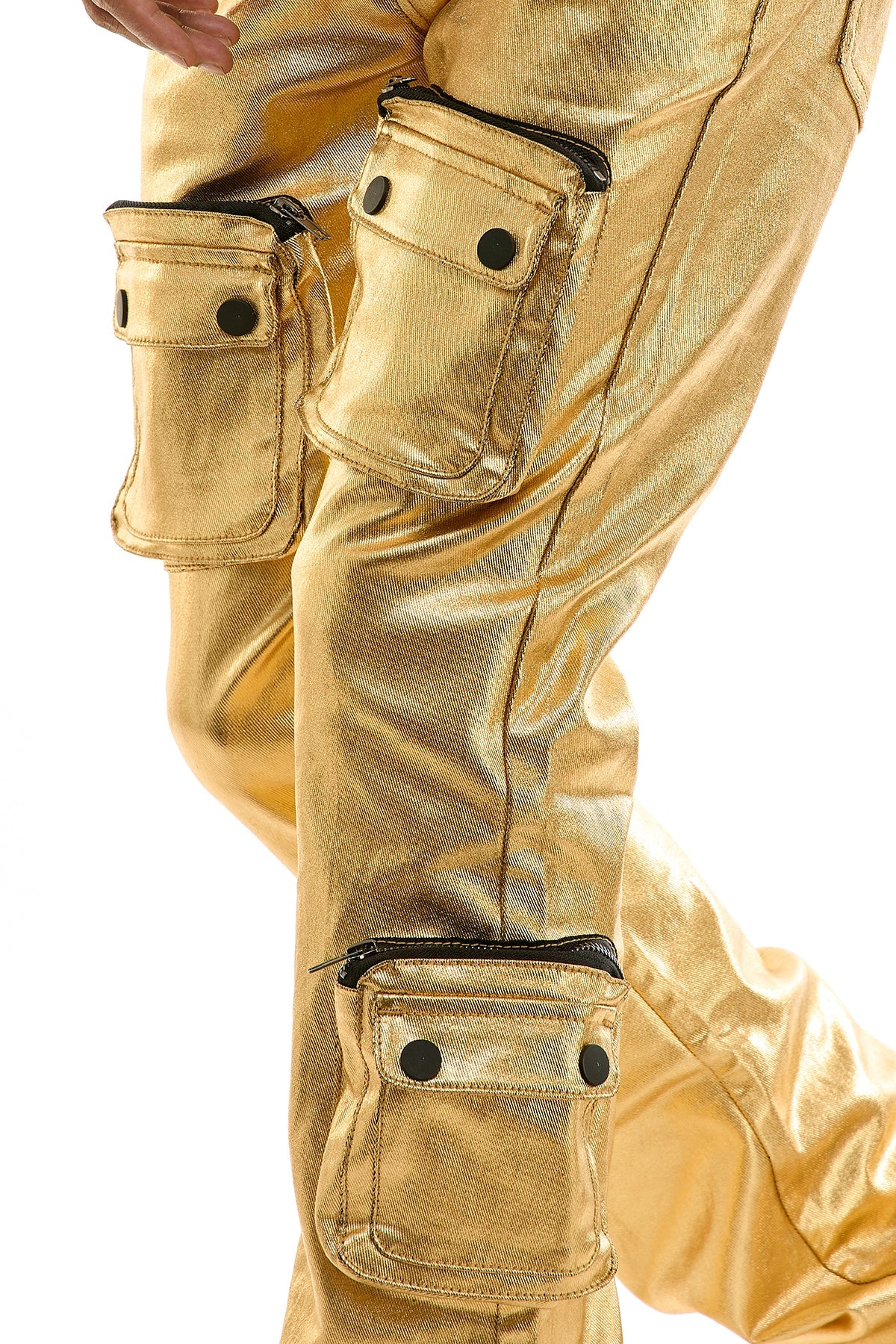 GOLD CARGO SKINNY FLARE JEANS