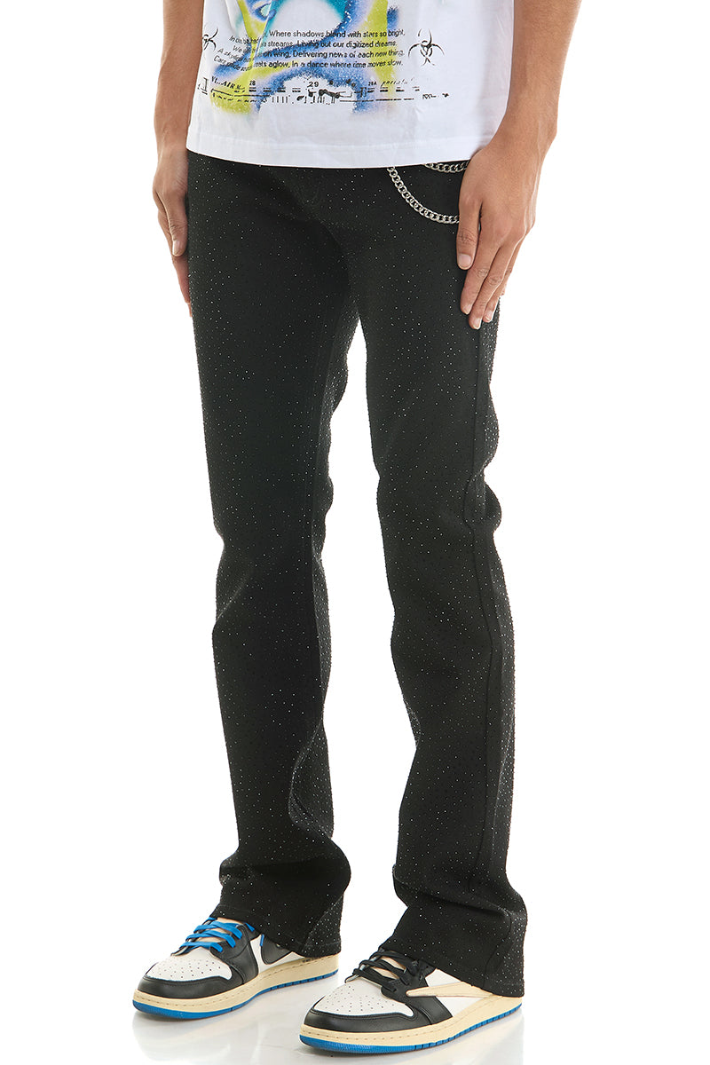 RHINESTONE FLARE JEANS