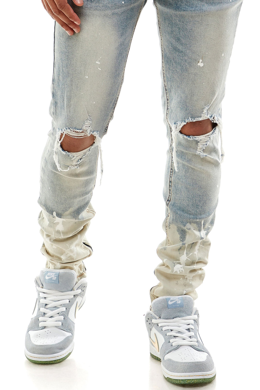 PAINTER'S DISTRESSED ANKLE ZIP JEANS