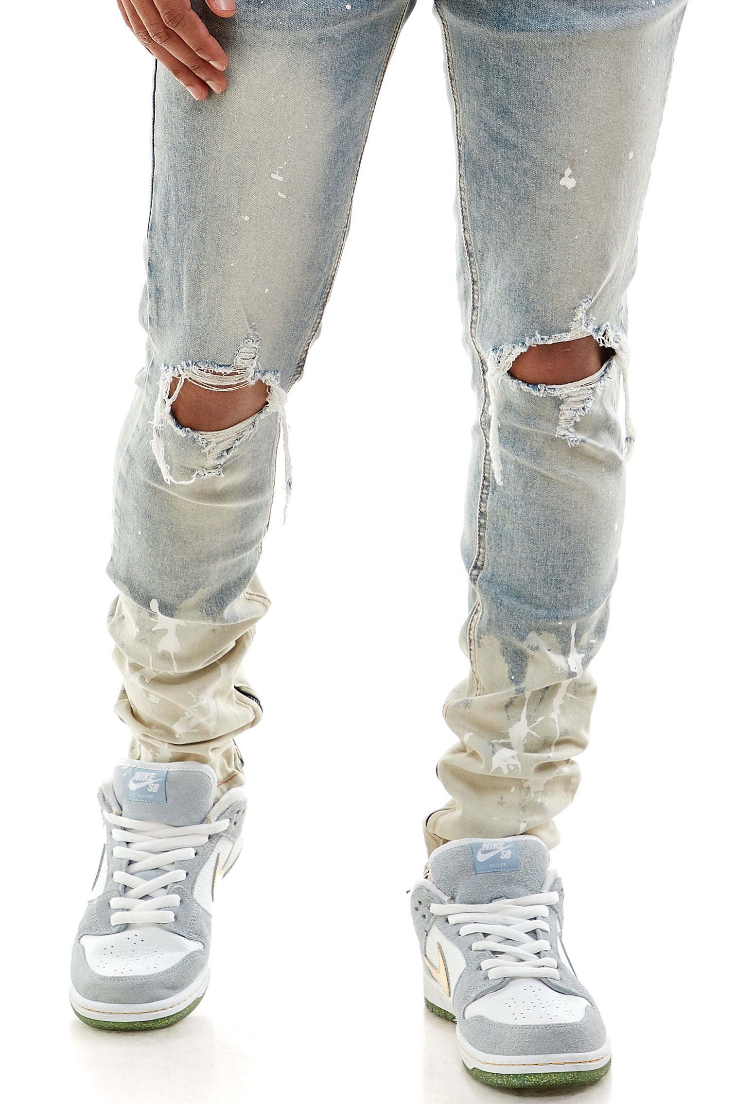 PAINTER'S DISTRESSED ANKLE ZIP JEANS