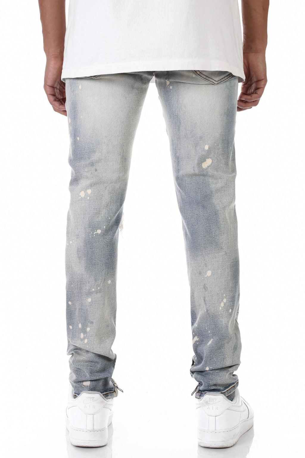 BLEACHED ANKLE ZIP JEANS WITH BLEACH SPOTS