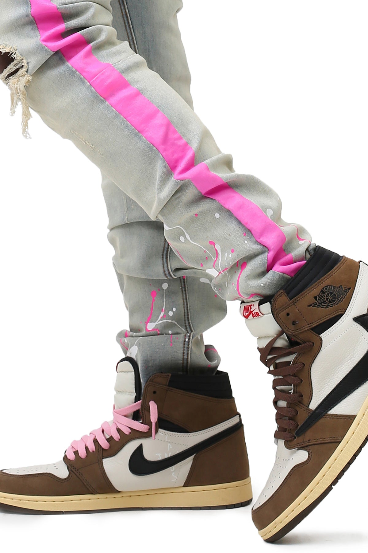 PAINT STRIPED JEANS WITH PAINT SPLATTER