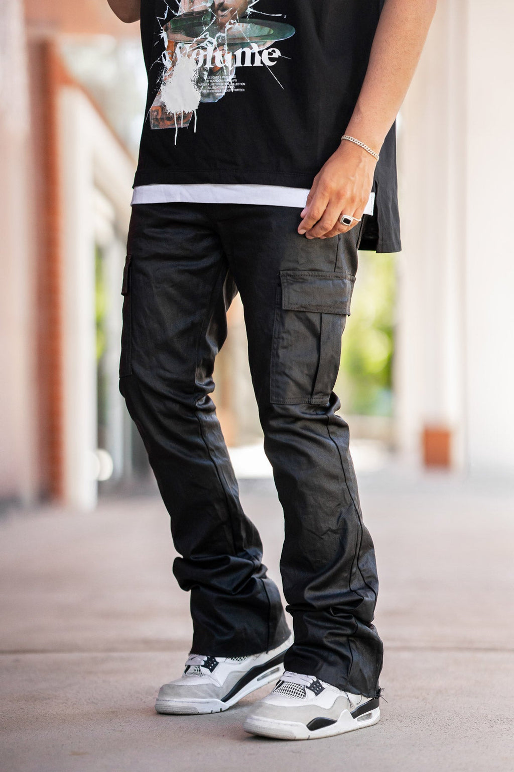 WAXED FLARE JEANS