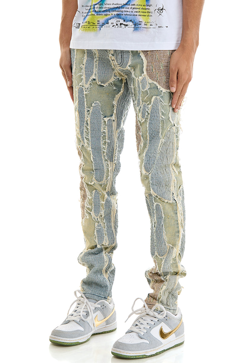 OVER PATCHED SKINNY JEANS