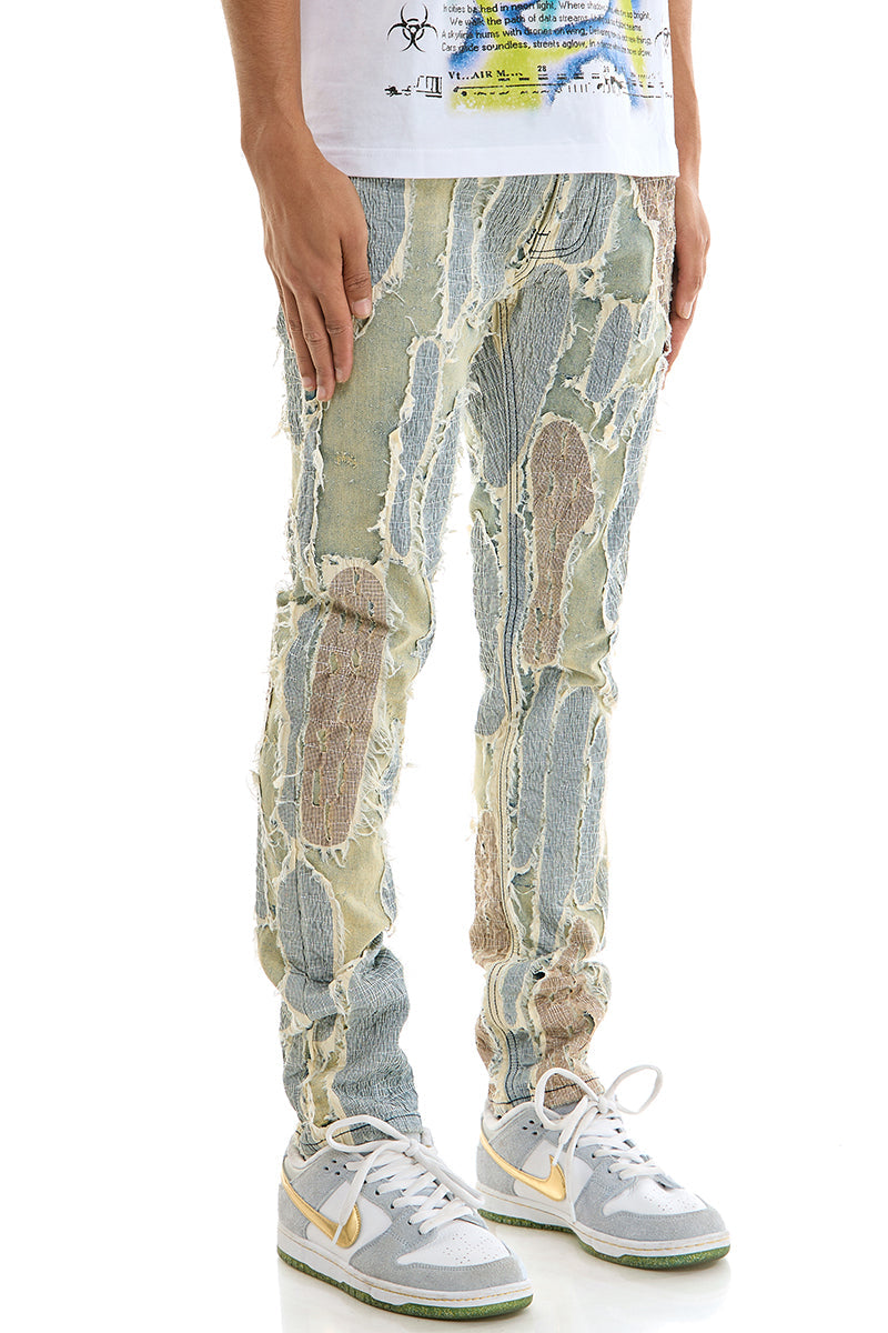 OVER PATCHED SKINNY JEANS