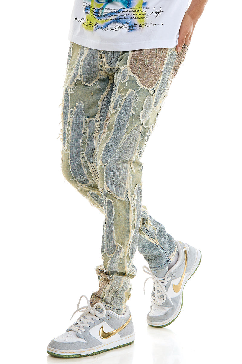 OVER PATCHED SKINNY JEANS