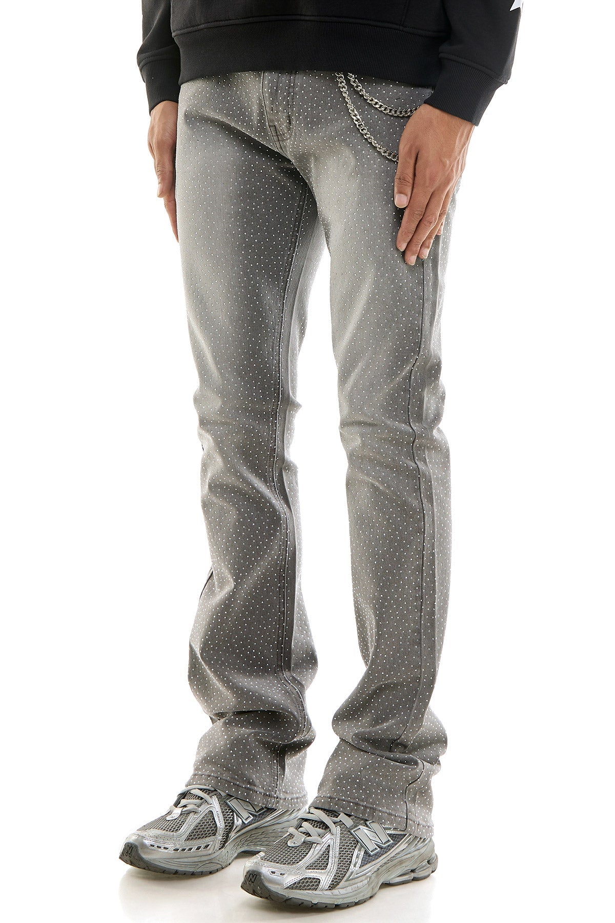 RHINESTONE FLARE JEANS