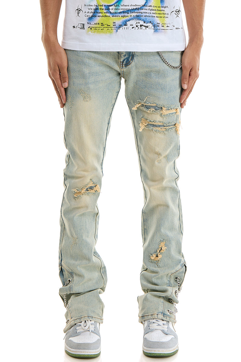CHAIN STACKED JEANS