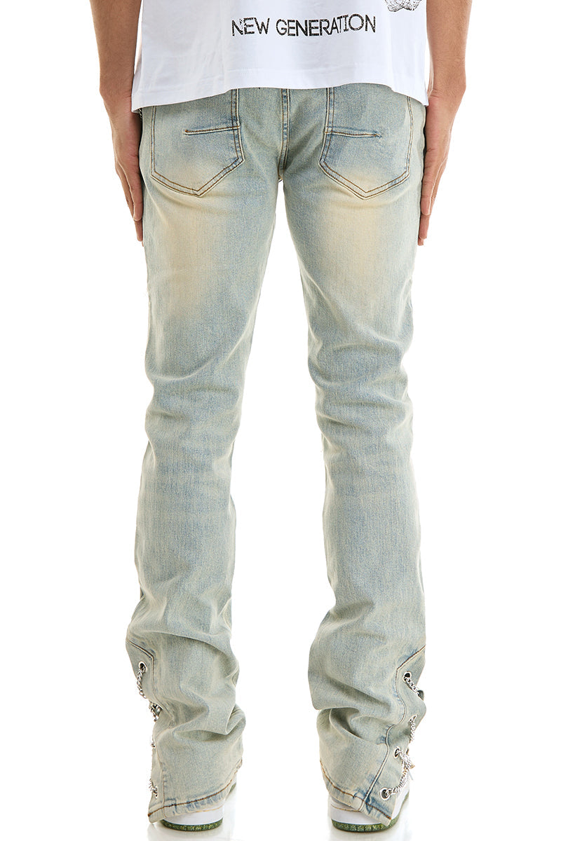 CHAIN STACKED JEANS