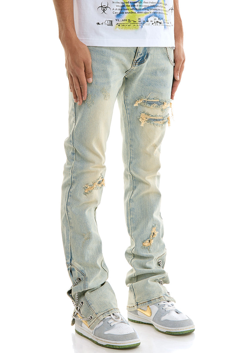 CHAIN STACKED JEANS