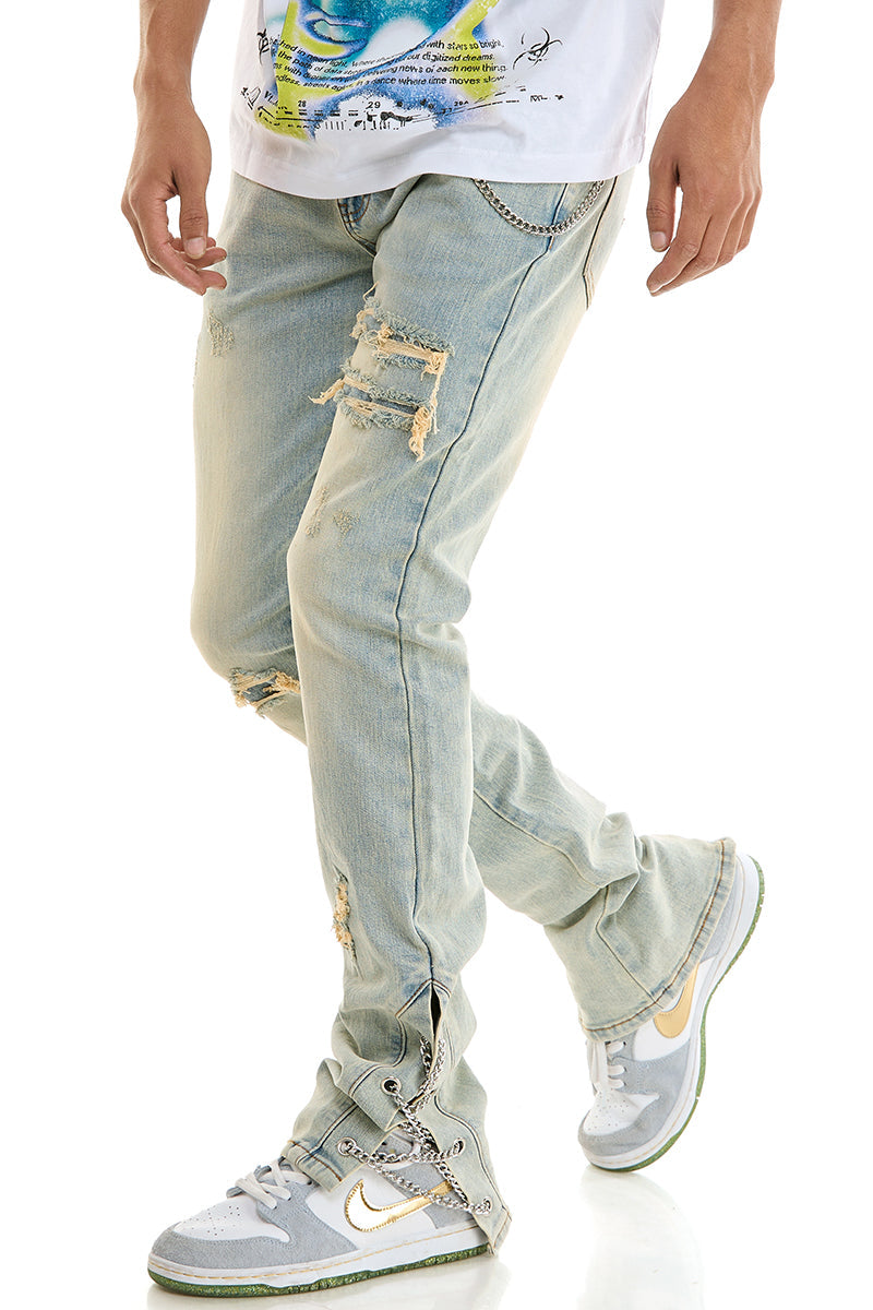 CHAIN STACKED JEANS