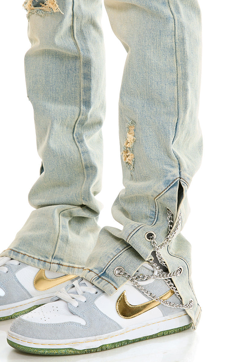 CHAIN STACKED JEANS