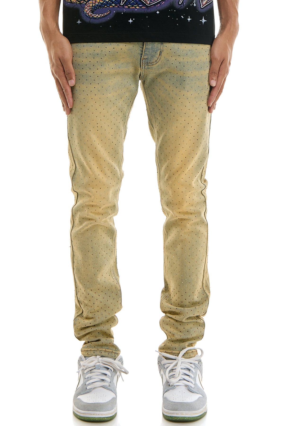 GOLDEN RHINESTONE SKINNY JEANS