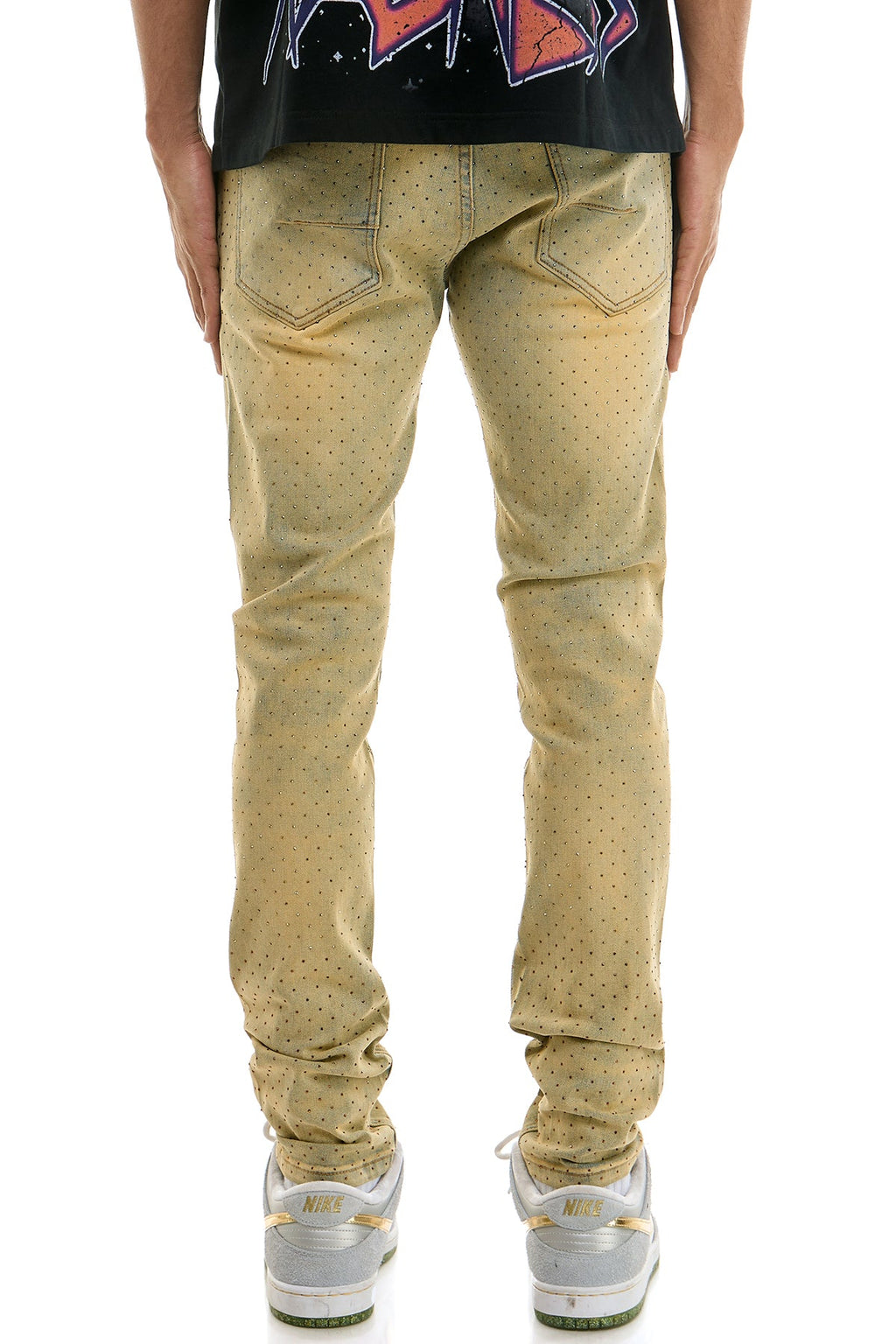 GOLDEN RHINESTONE SKINNY JEANS