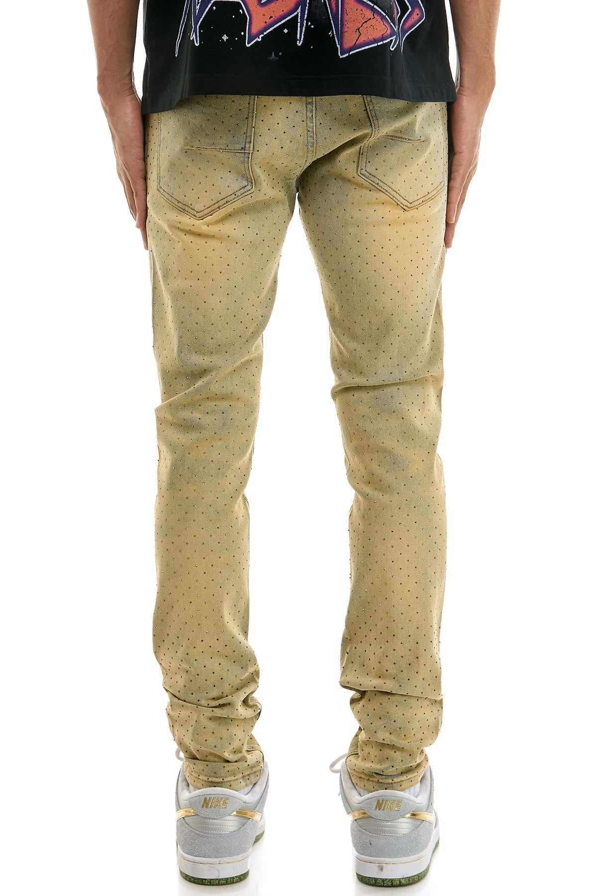 GOLDEN RHINESTONE SKINNY JEANS