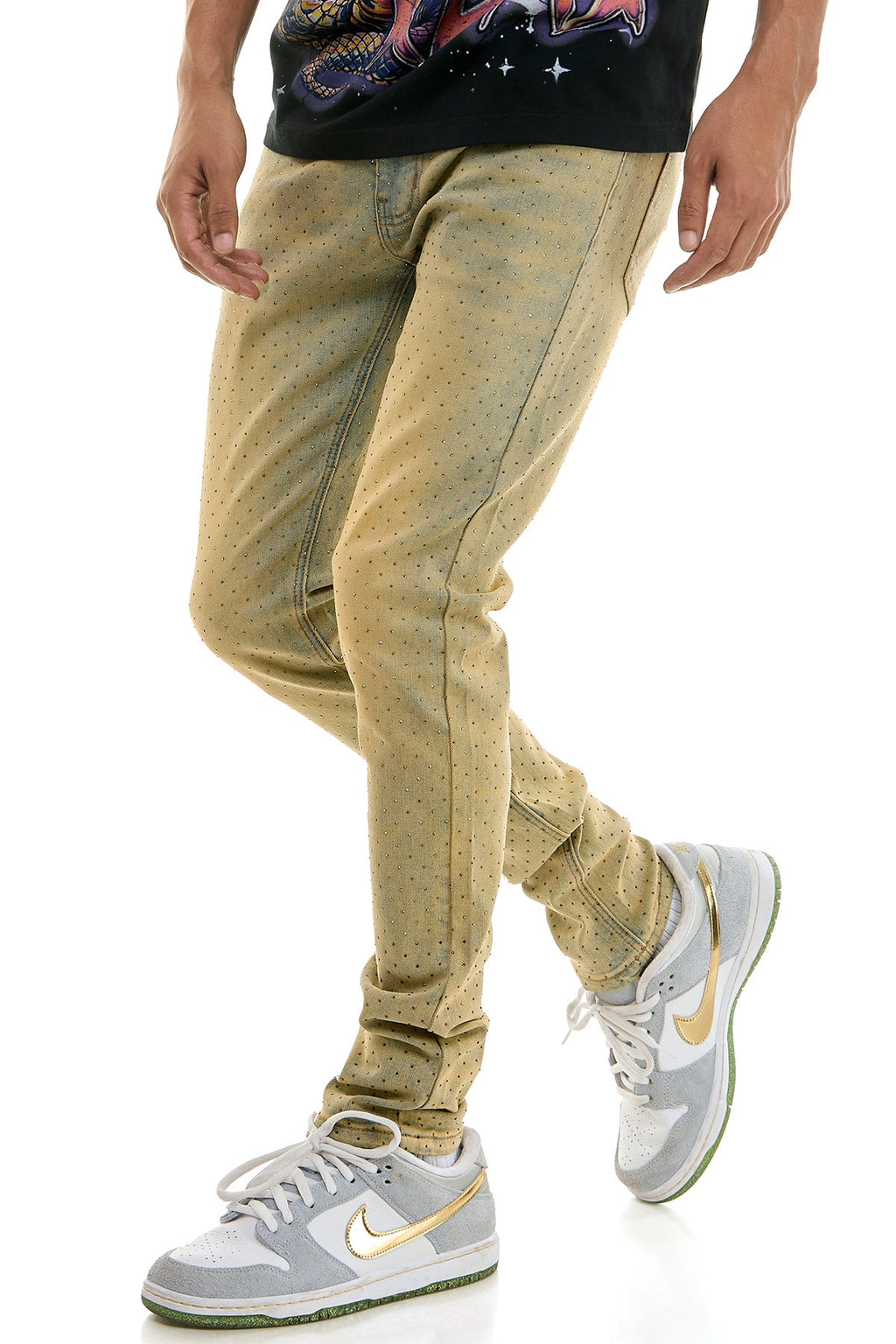 GOLDEN RHINESTONE SKINNY JEANS