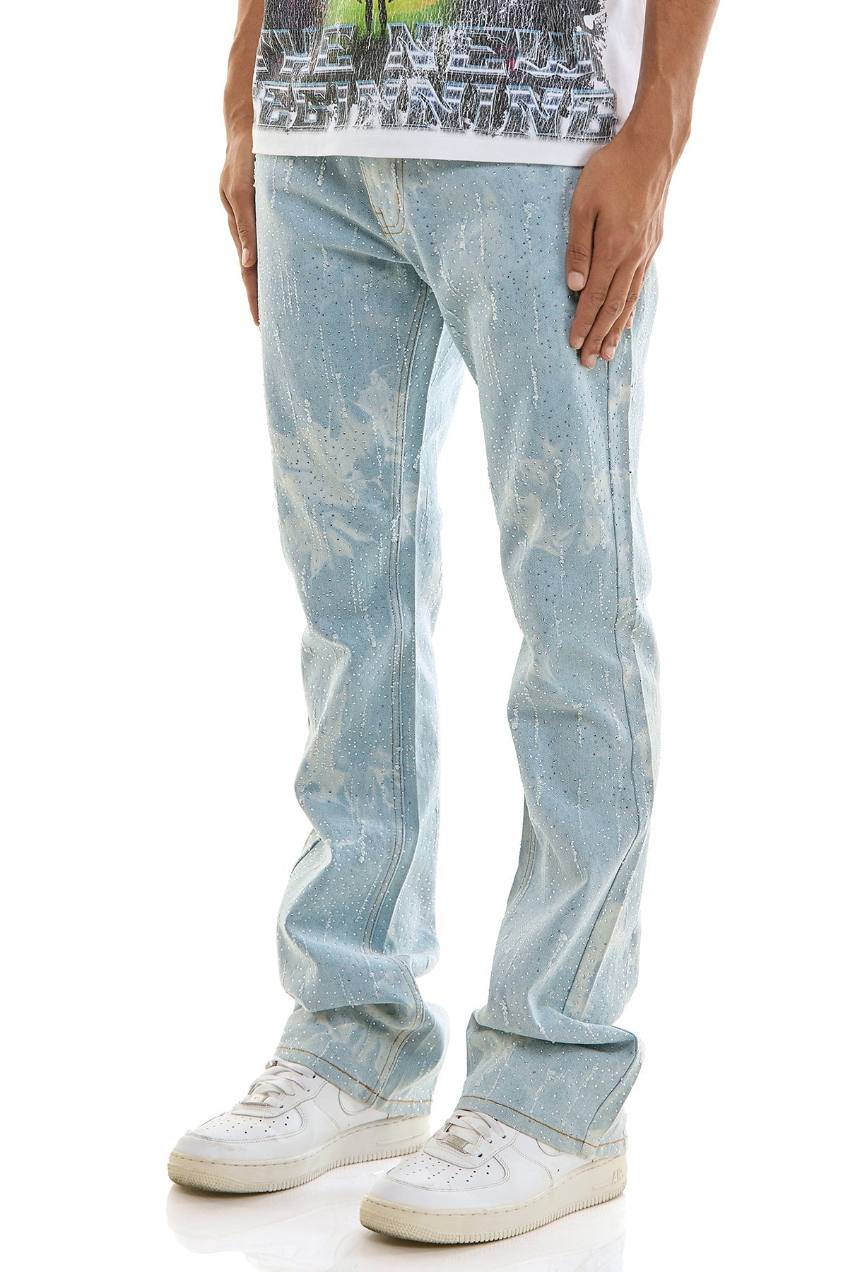 MIST BLING SKINNY FLARE JEANS