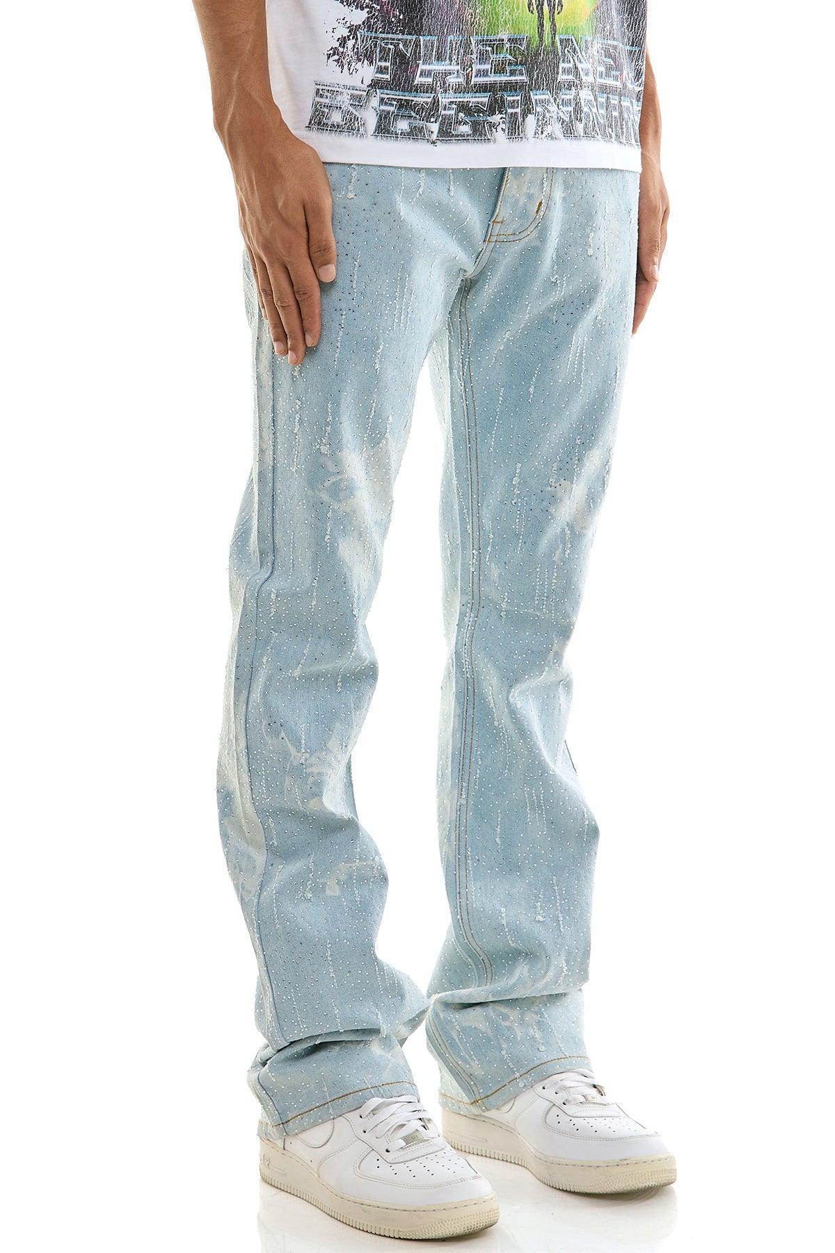 MIST BLING SKINNY FLARE JEANS