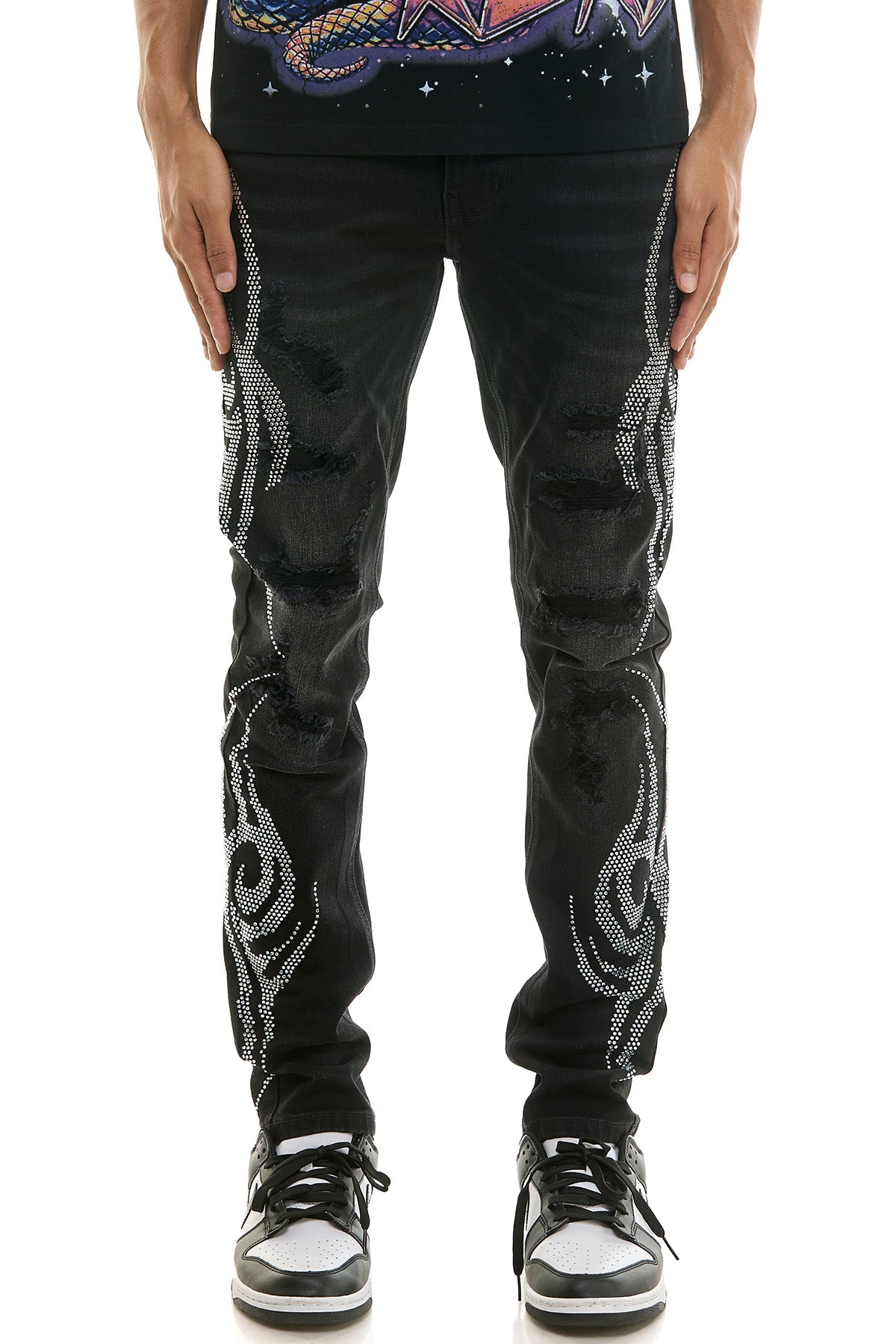 TRIBAL RHINESTONE SKINNY JEANS