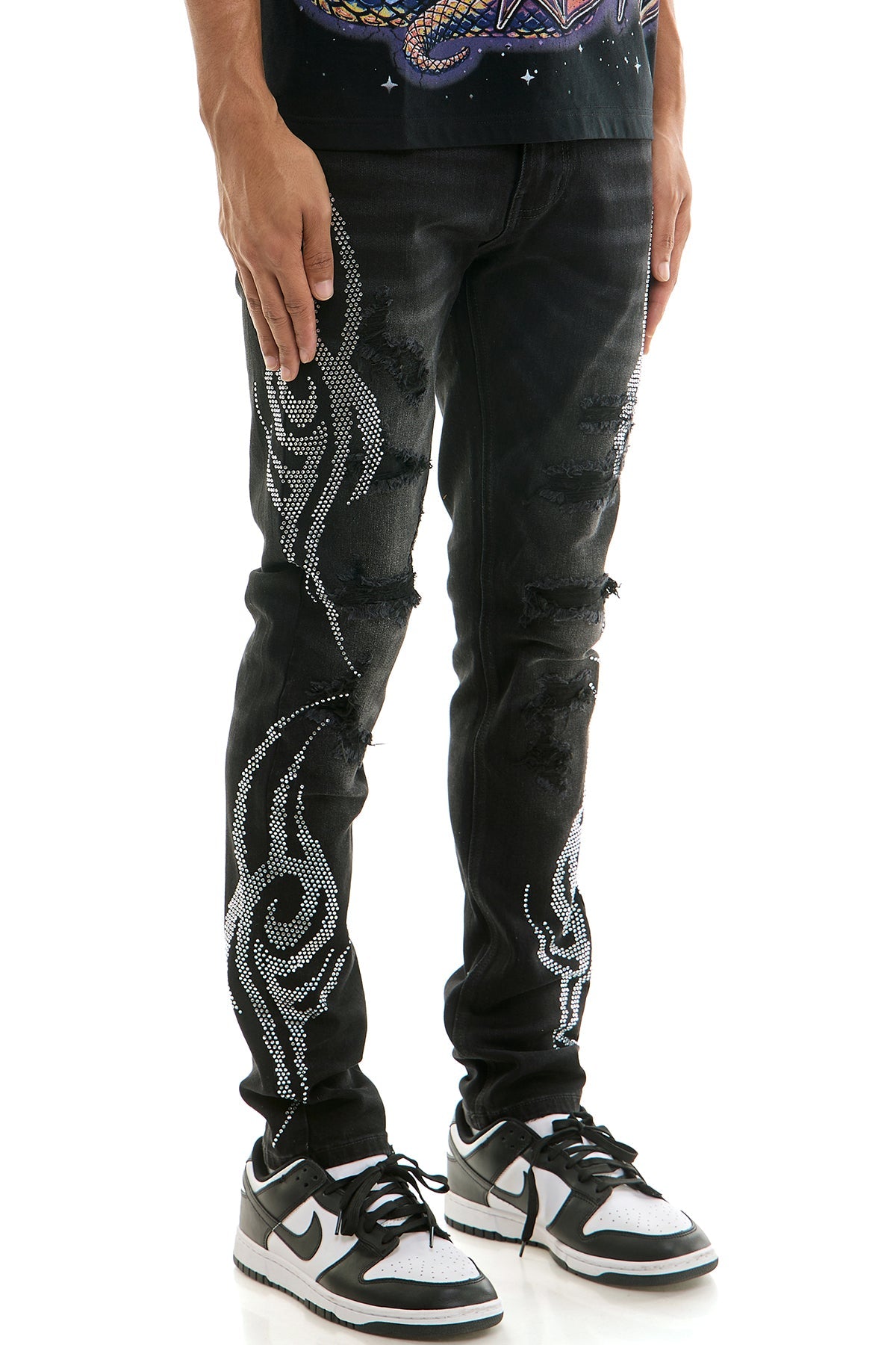 TRIBAL RHINESTONE SKINNY JEANS