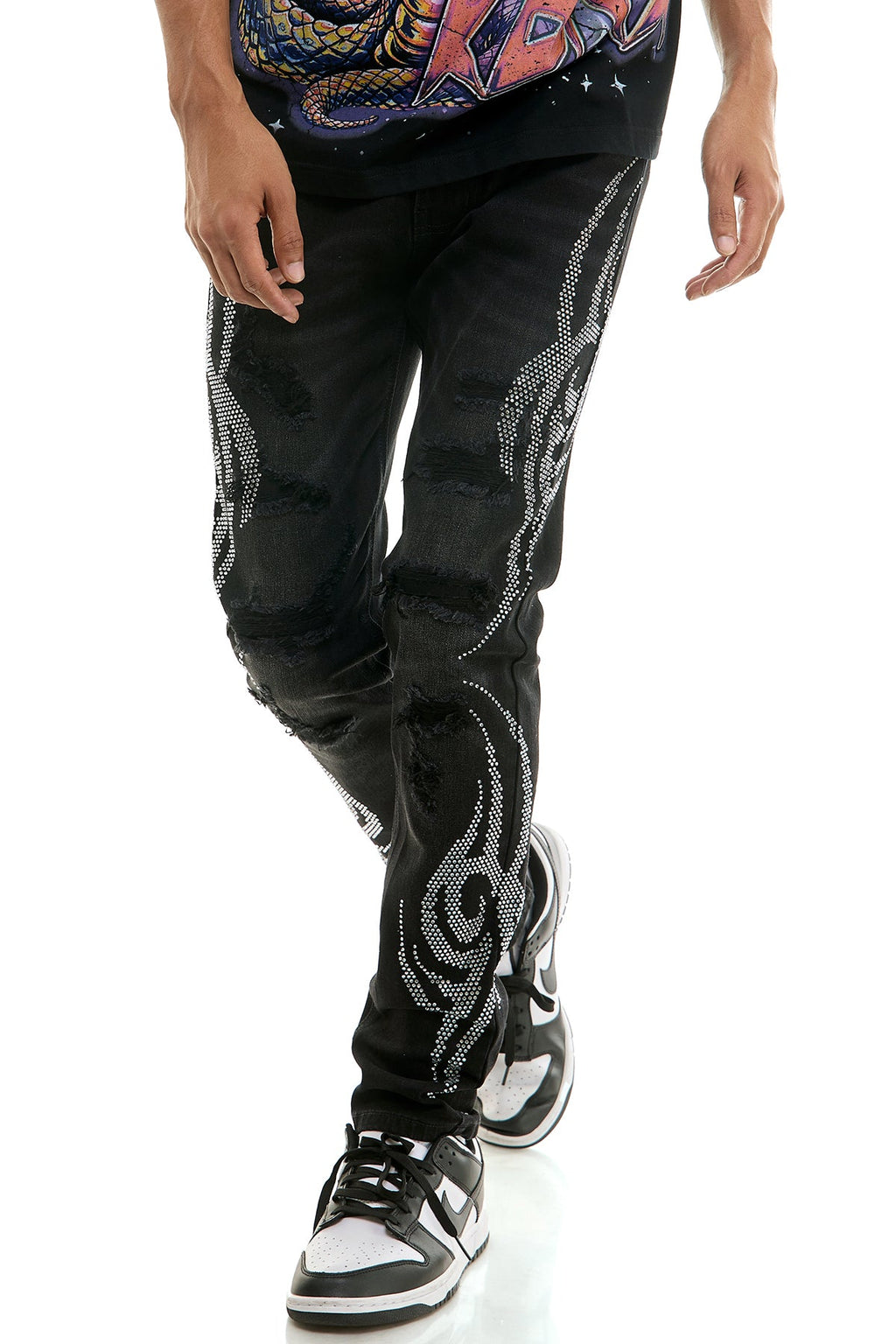 TRIBAL RHINESTONE SKINNY JEANS