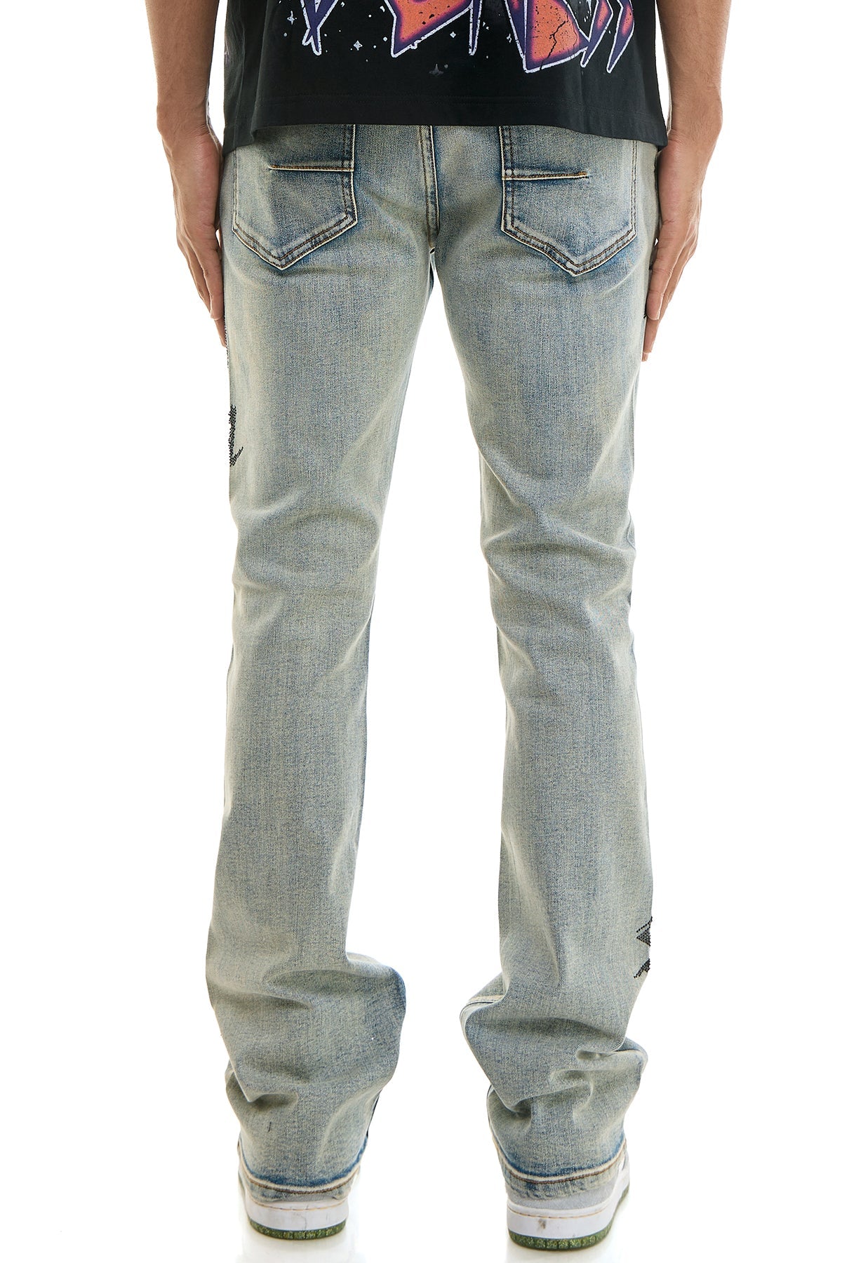 STAY HIGH RHINESTONE SKINNY FLARE JEANS