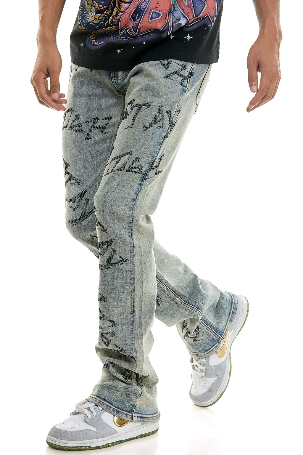 STAY HIGH RHINESTONE SKINNY FLARE JEANS